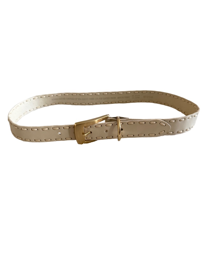 Vintage Liz Claiborne Cream/Beige Leather Belt - Size Medium